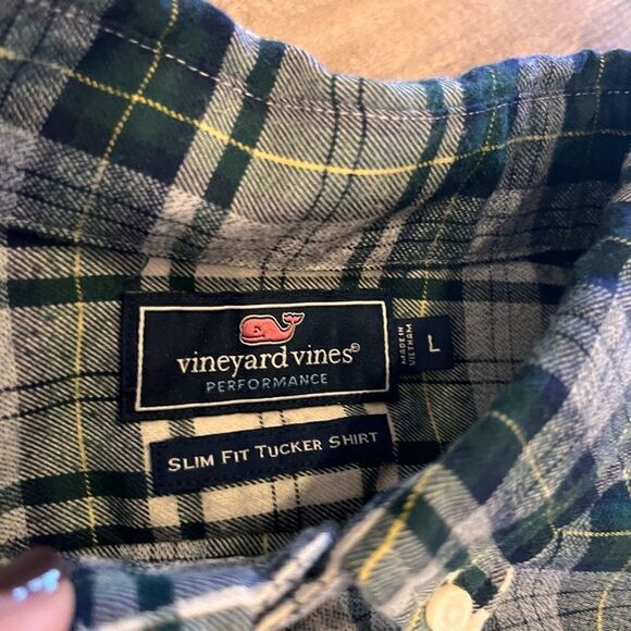 Vineyard Vines Blue Plaid Flannel Buttonup Shirt Men Large Bin B-56 - Picture 3 of 4